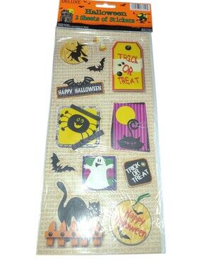 Vintage Halloween Stickers 2 Sheets Deluxe Scrapbooking Stickers